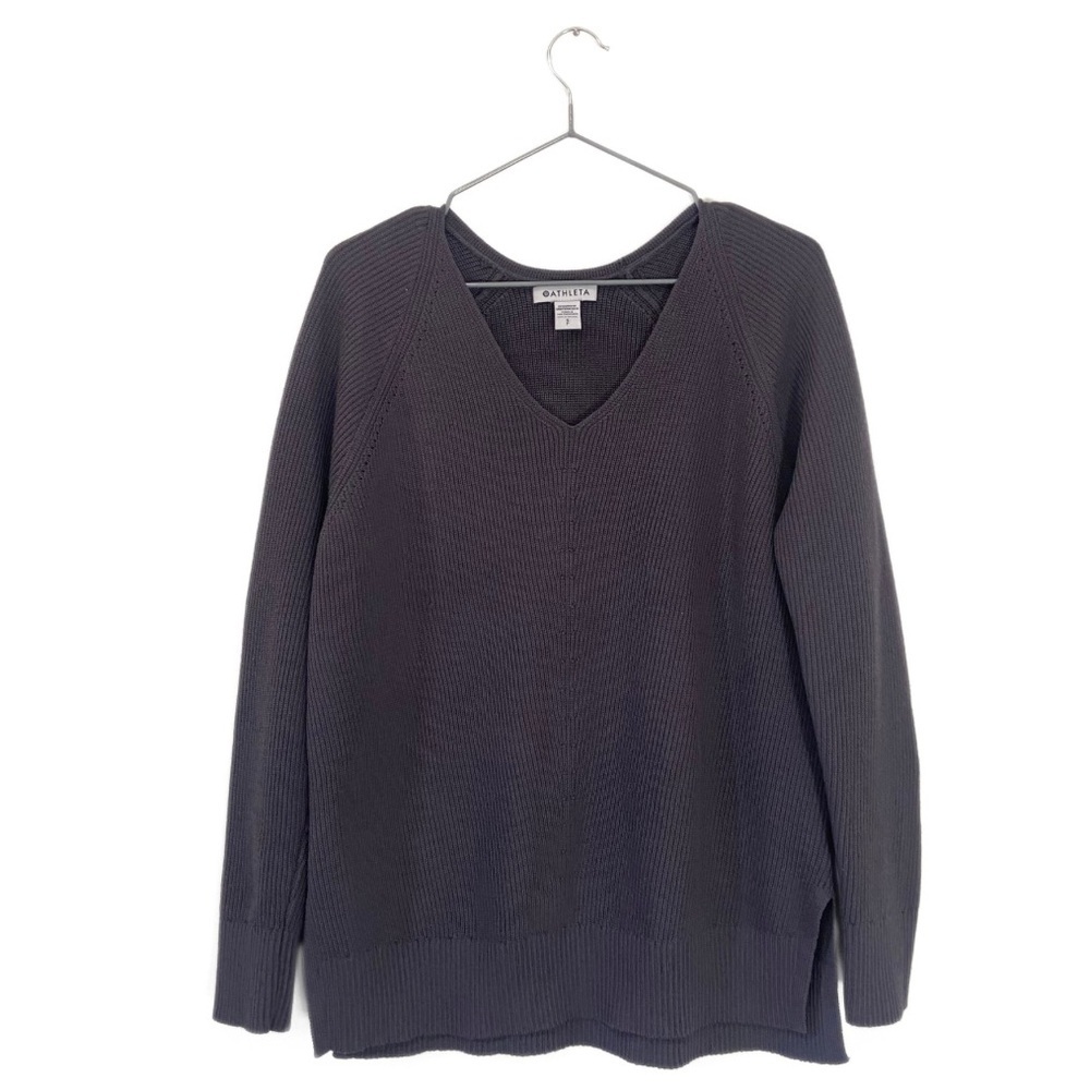 Athleta Dusk Purple Hanover V-Neck Knit Merino Wool Sweater Size Small